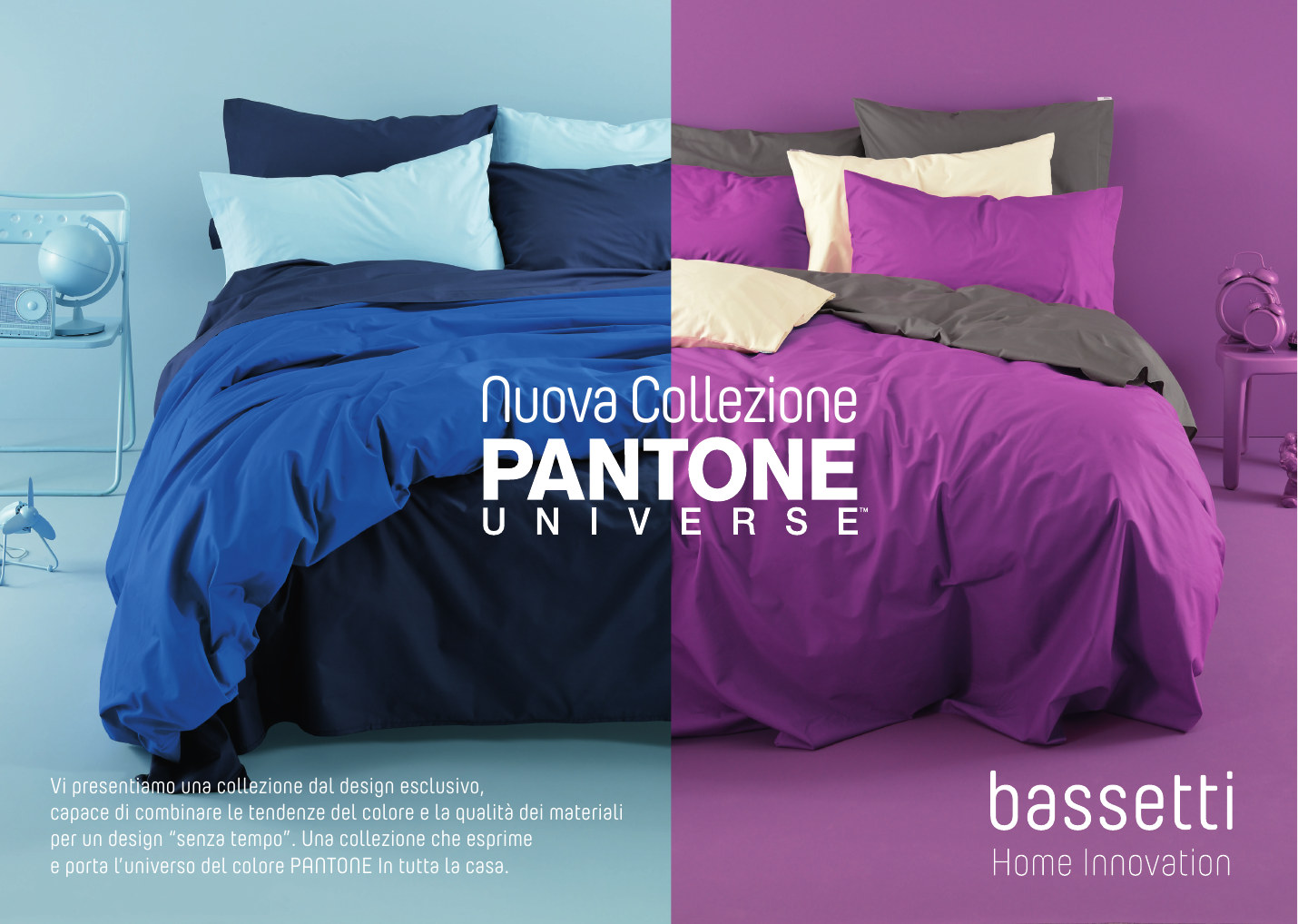 Secondo invito Bassetti Pantone Universe: ambientazione blu e viola
