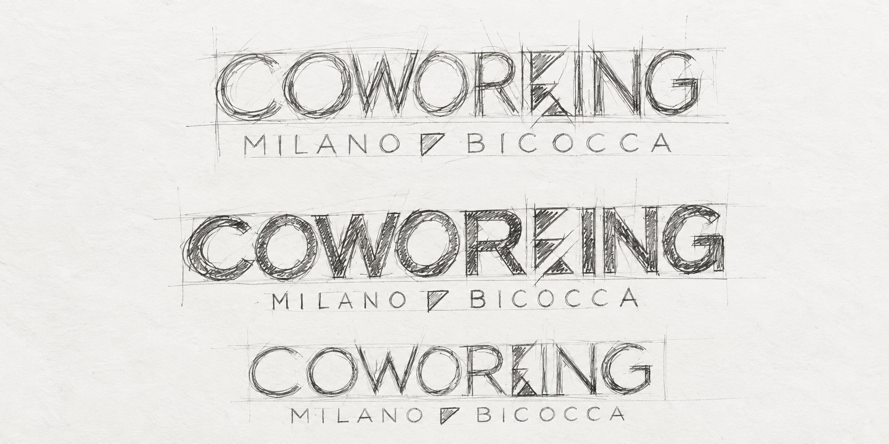 Schizzi di studio del logo Coworking Milano Bicocca