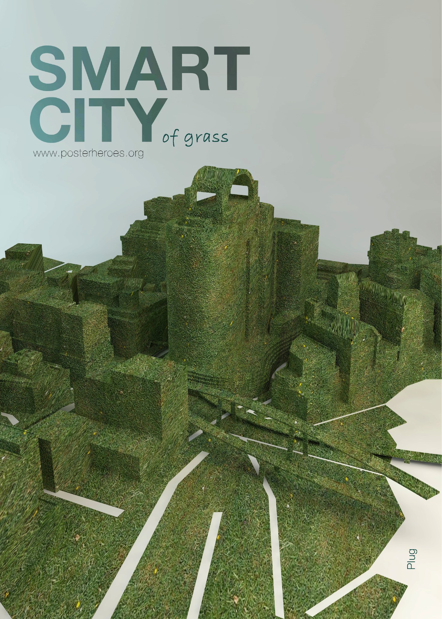 Poster Smart City: città e strutture rese in erba