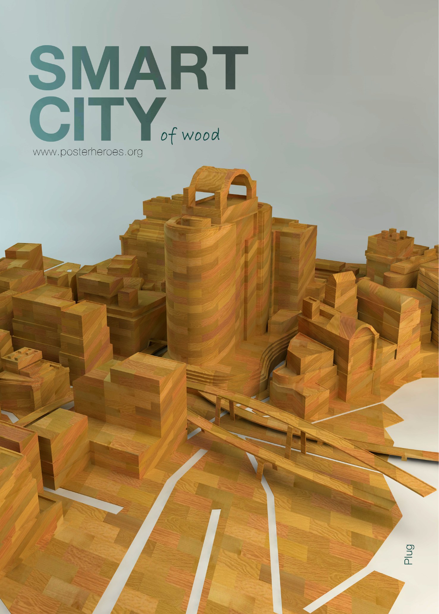 Poster Smart City: città e strutture rese in legno
