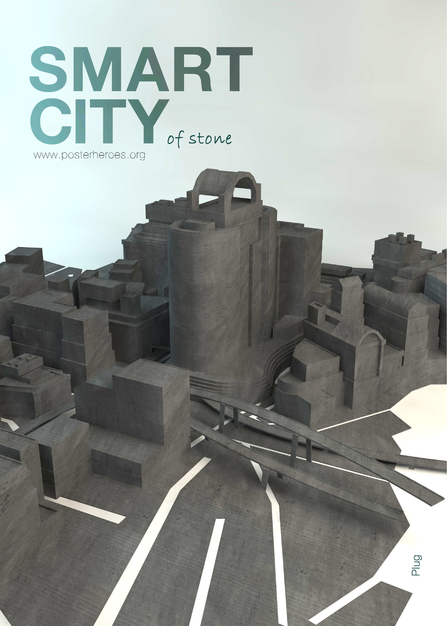 Poster Smart City: città e strutture rese in sasso